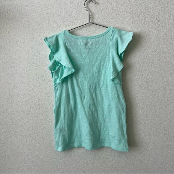 Cat & Jack ruffle mint green flutter sleeve tee top - Picture 3 of 5